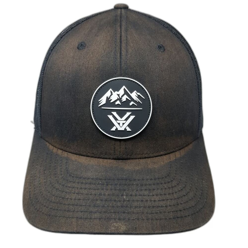 Vortex Trucker Hat Black One Size Mesh Back Mountain Patch Snapback Outdoors
